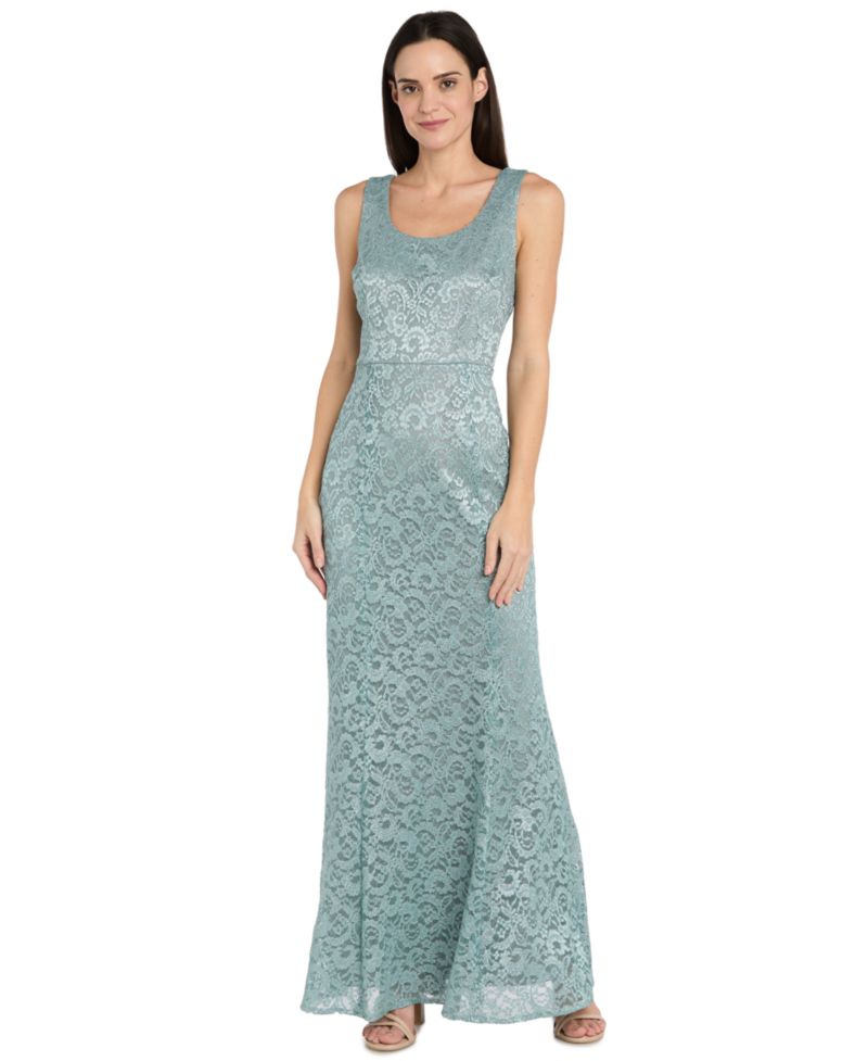 Petite 2-Piece Metallic-Lace Gown & Jacket Set