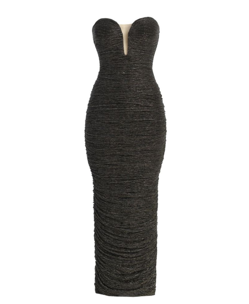 Women's Metallic Mesh Maxi Dress