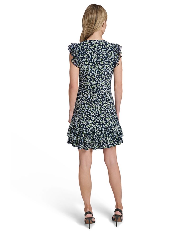 Women's Short Jersey with Flutter-Sleeve and Bottom Shift Dress