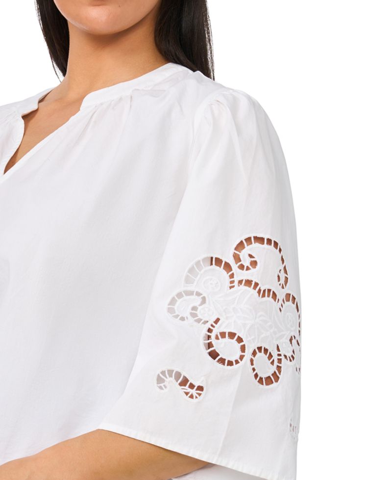 Plus Size 3/4-Length-Sleeve V-Neck Blouse