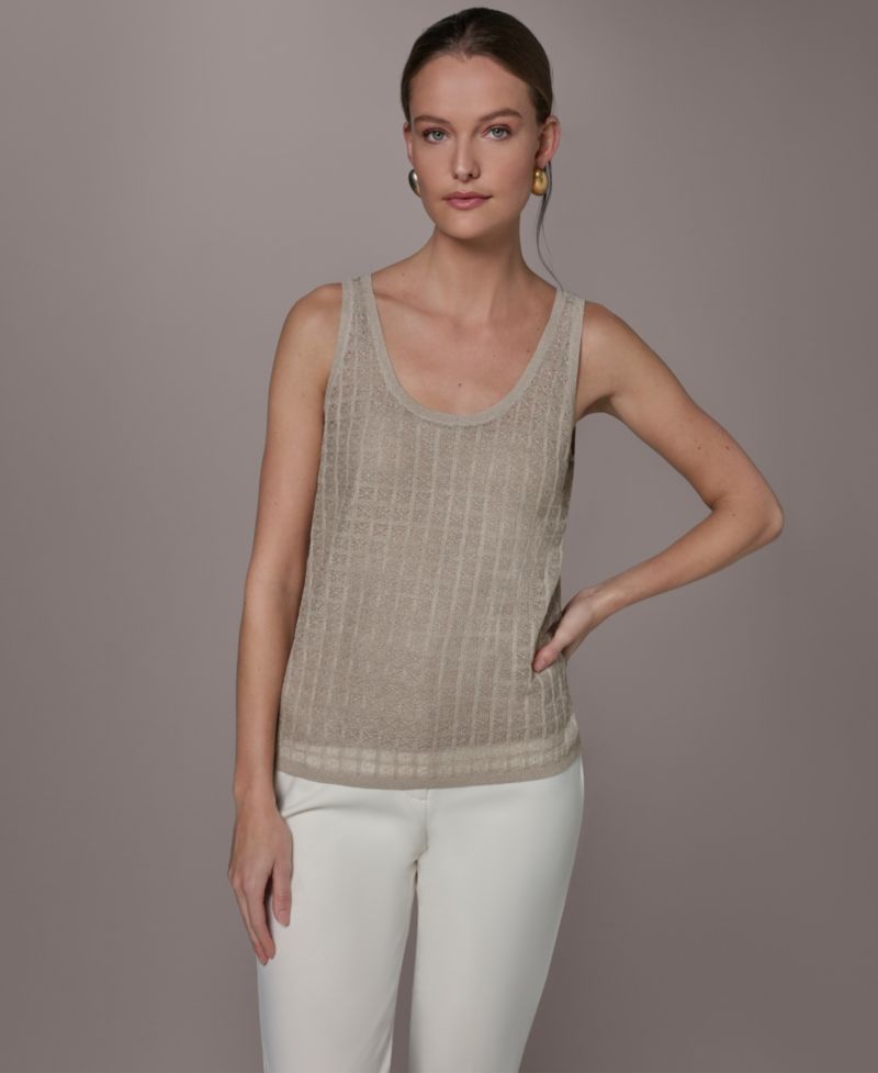 Women's Grid Pattern Sleeveless Sweater
