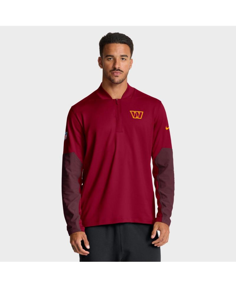 Men's Burgundy Washington Commanders Sideline Dri-FIT Half-Zip Pullover Hoodie