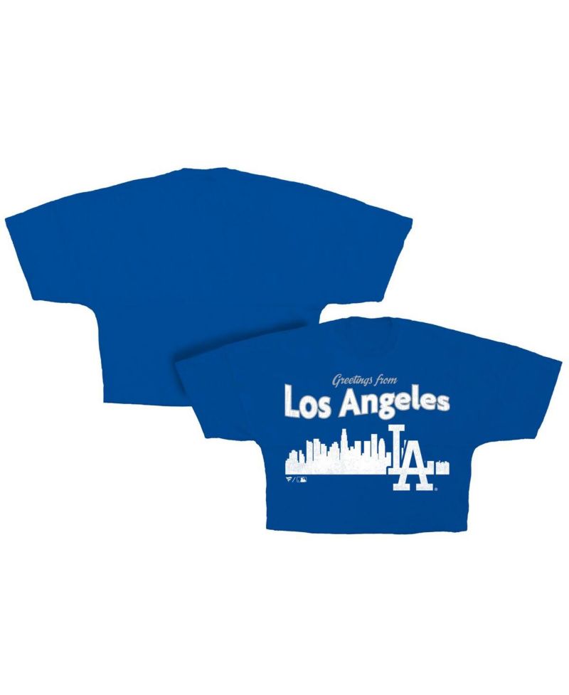 Women's Royal Los Angeles Dodgers Skyline Crop T-Shirt