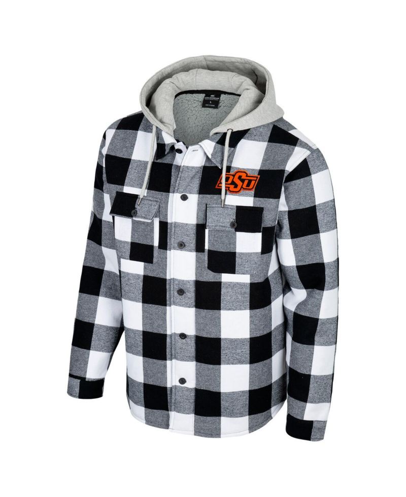 Men's Black/White Oklahoma State Cowboys Buffalo Plaid Full-Zip Jacket