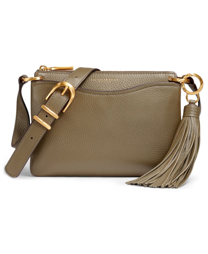Glenwood Zippered Leather Small Crossbody with Tassel Detail