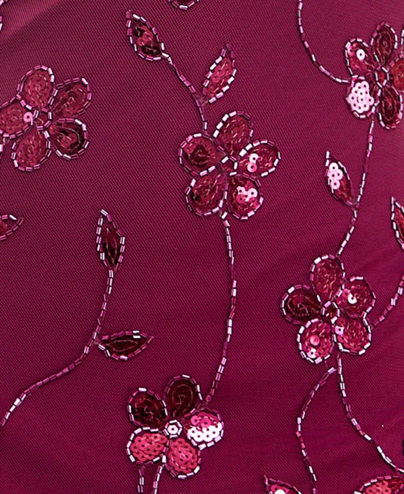 Juniors' Floral Sequin Beaded Halter Dress