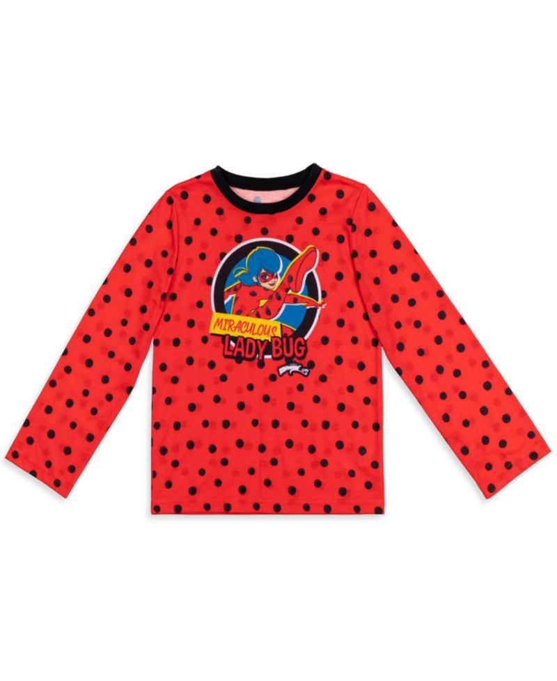 Girls Ladybug Pajama Shirt Pants and Matching Doll Outfits 4 Piece Set