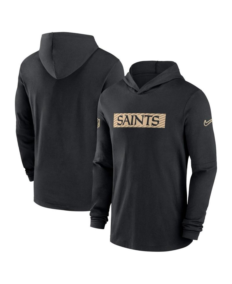 Men's Black New Orleans Saints Sideline Hoodie Performance Long Sleeve T-Shirt