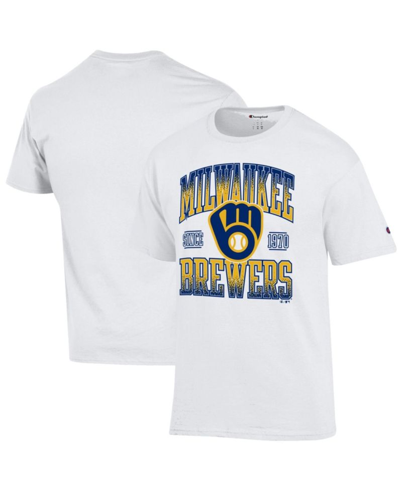 Men's White Milwaukee Brewers Team Name T-Shirt