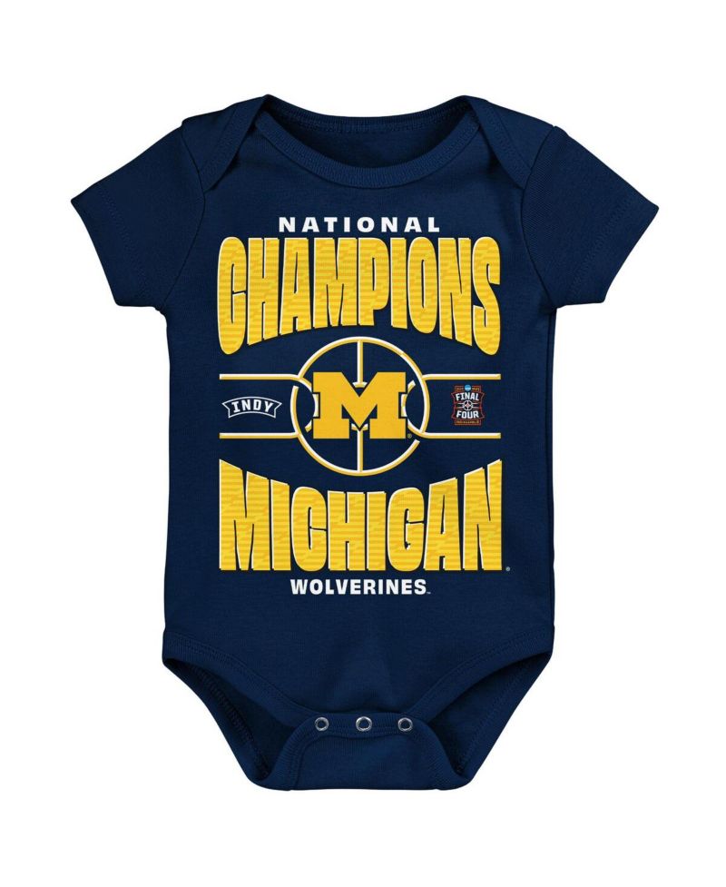 Baby Boys and Girls Navy Michigan Wolverines 2026 NCAA Men's Basketball National Champions Bodysuit