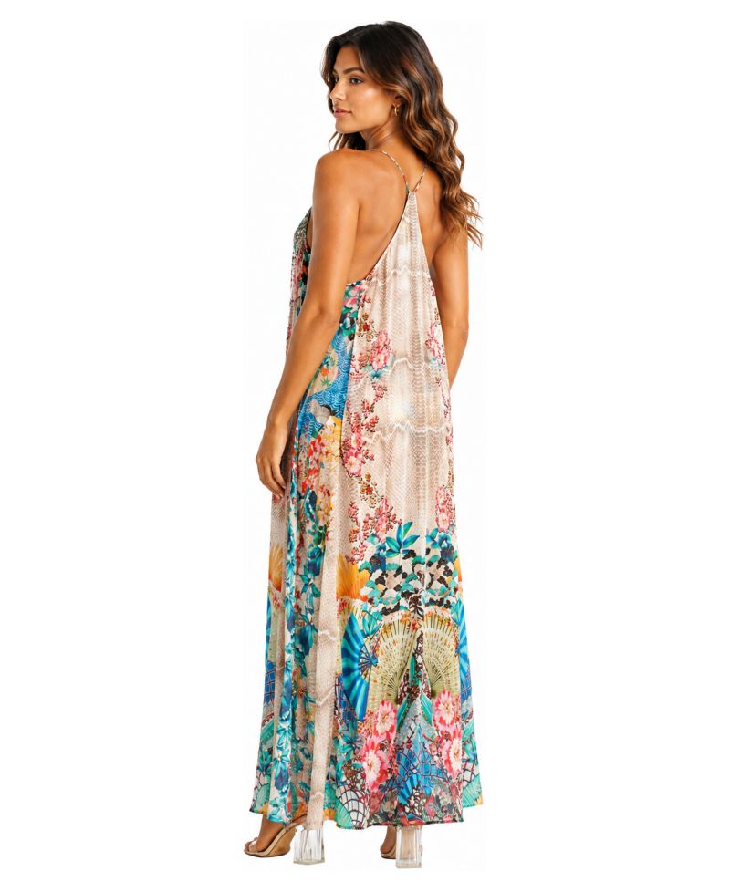 Women's Halter Open-Back Floral Maxi Dress