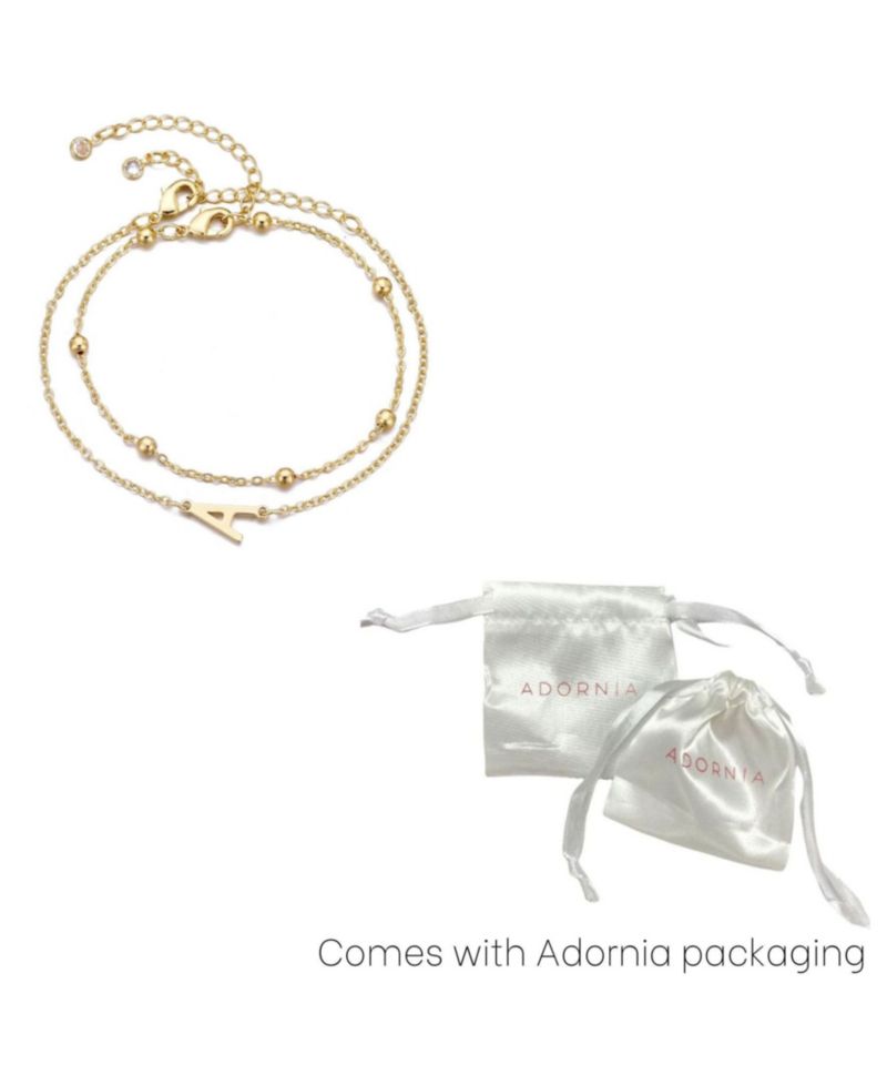 Gold Initial Bracelet Set