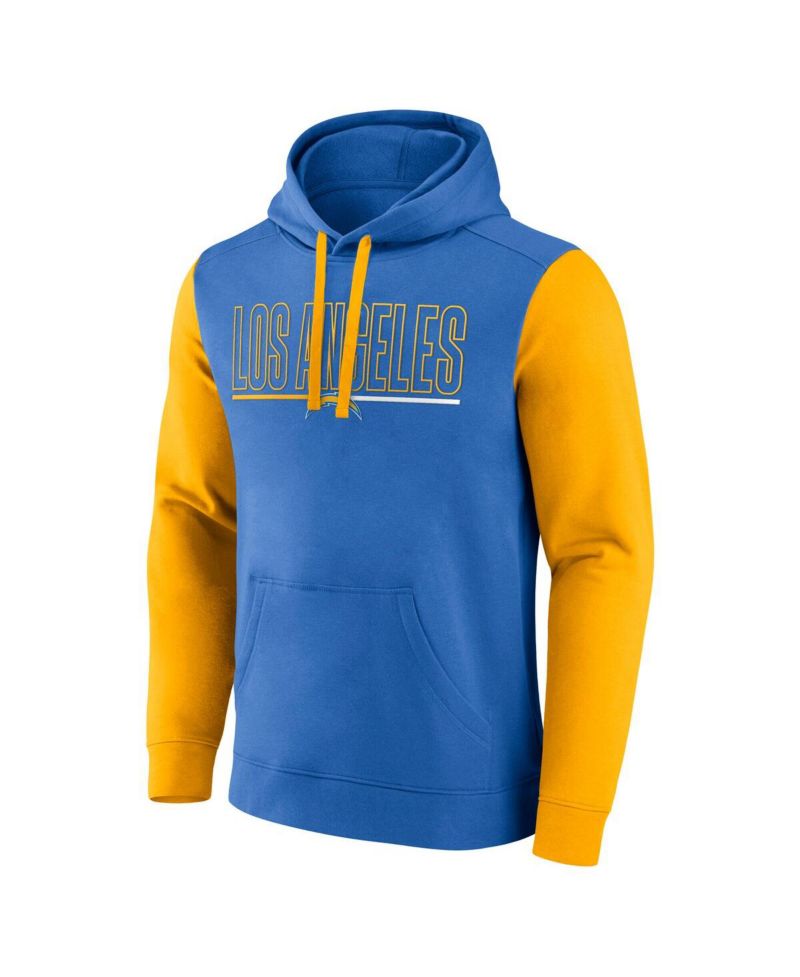 Men's Powder Blue/Gold Los Angeles Chargers Outline Pullover Hoodie