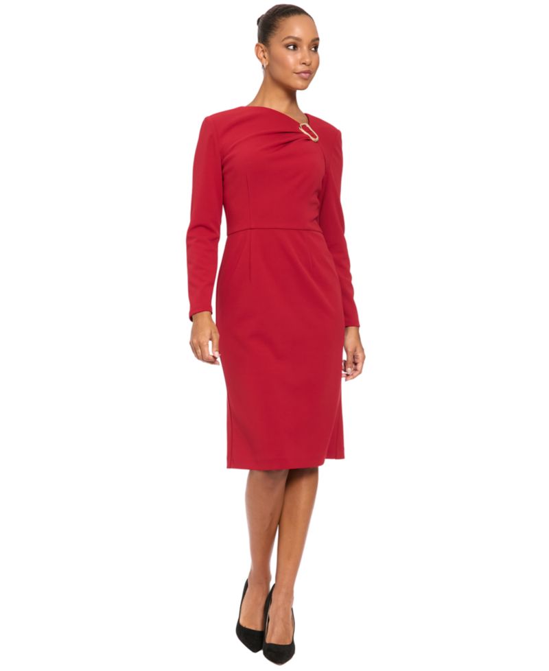 Women's Cowl Neck Midi Sheath Dress