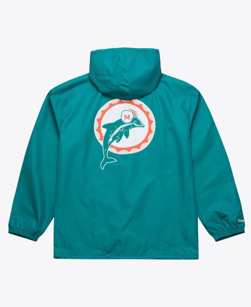 Men's Aqua Miami Dolphins Coaches Full-Snap Hooded Windbreaker Jacket