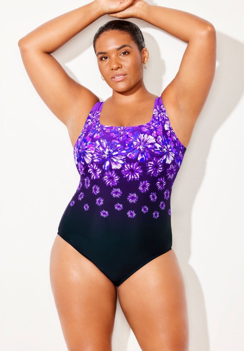 Women's Chlorine Resistant Tank One Piece Swimsuit