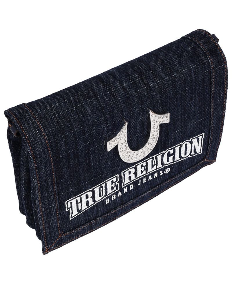 Bling Horseshoe Denim Messenger Bag with Adjustable Strap