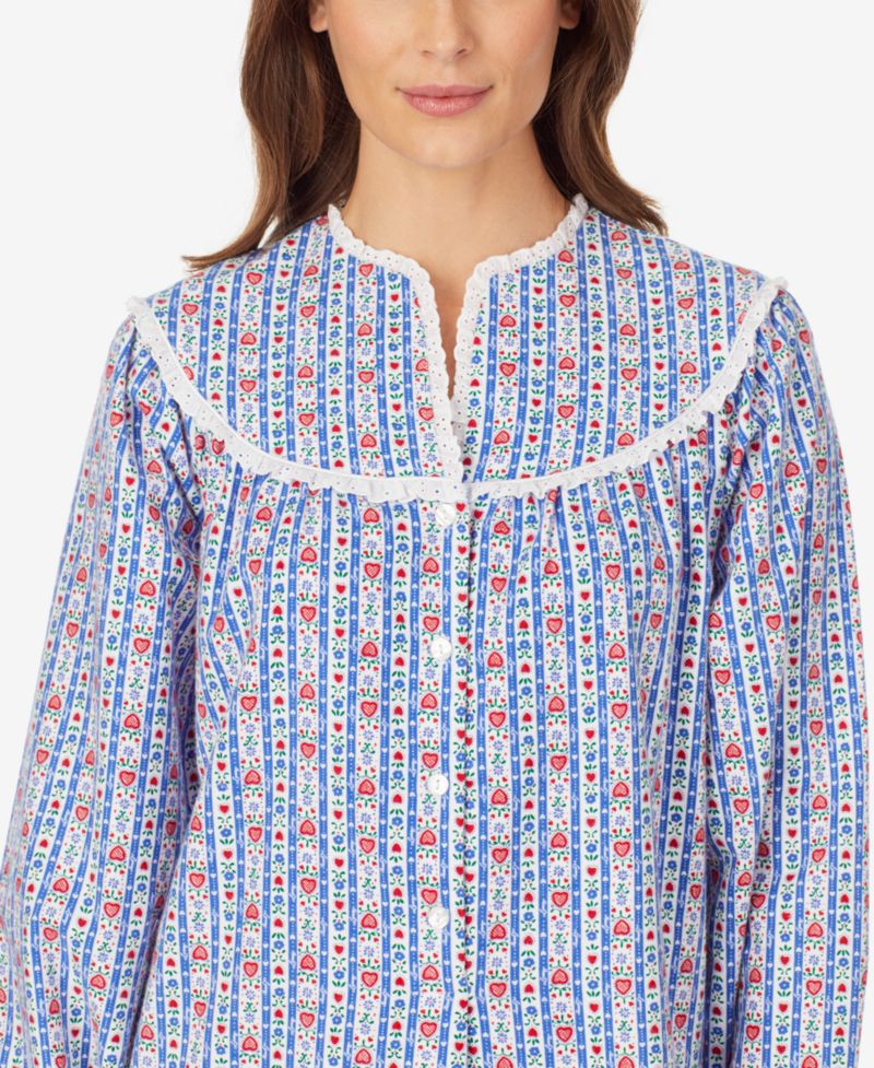 Cotton Lace-Trim Flannel Nightgown