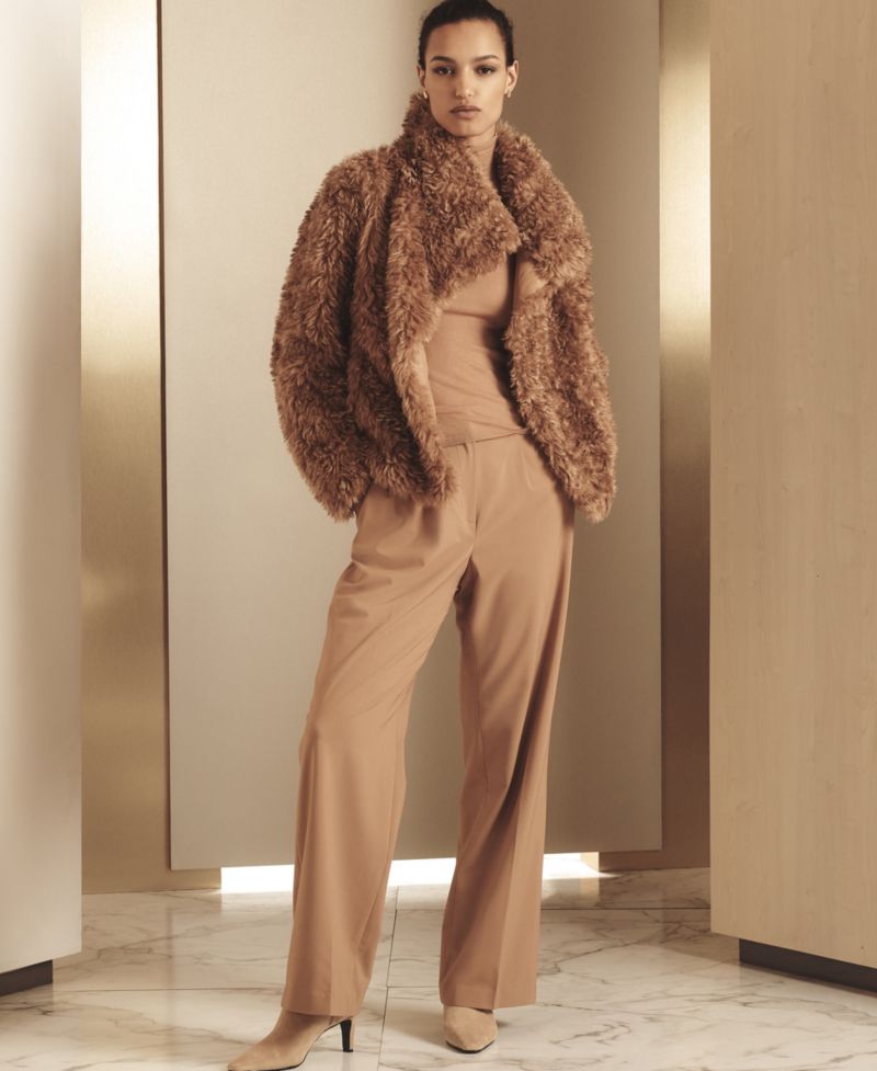 Women's Faux Fur Mock Neck Jacket
