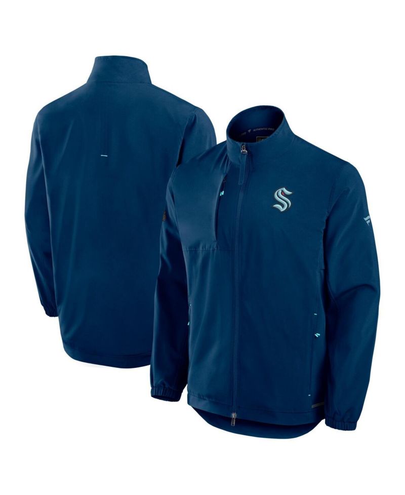 Men's Deep Sea Blue Seattle Kraken Authentic Pro Rink Coaches Full-Zip Jacket