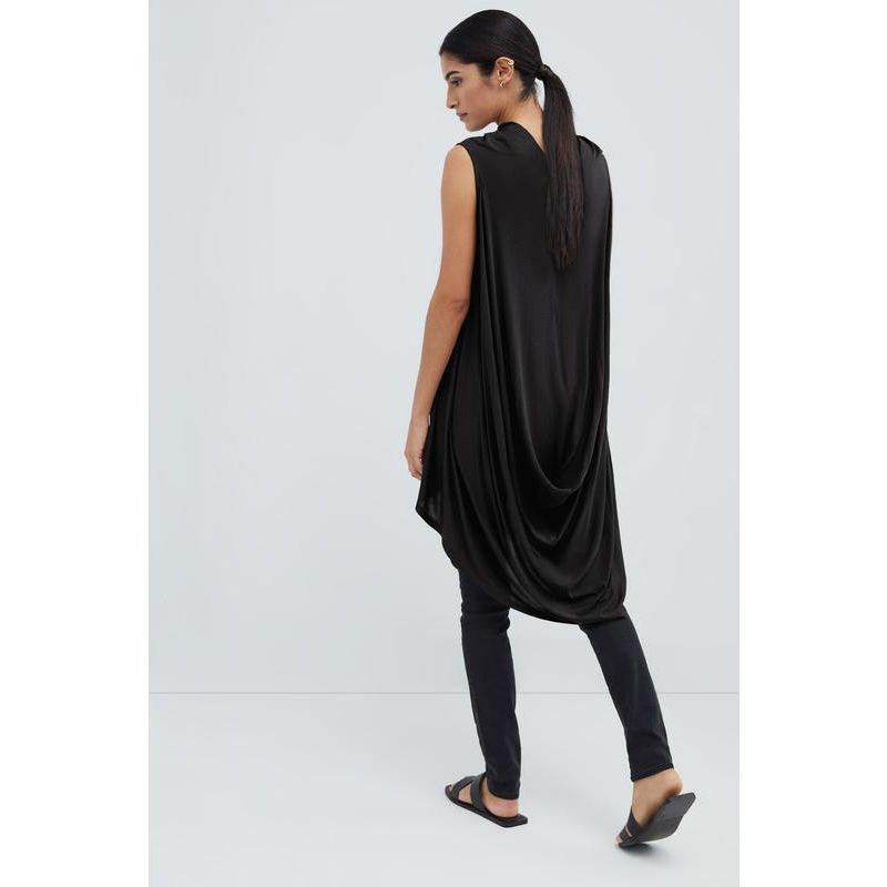 Women's Ines Sleeveless High-Neck Sheer Jersey Draped-Back Tunic