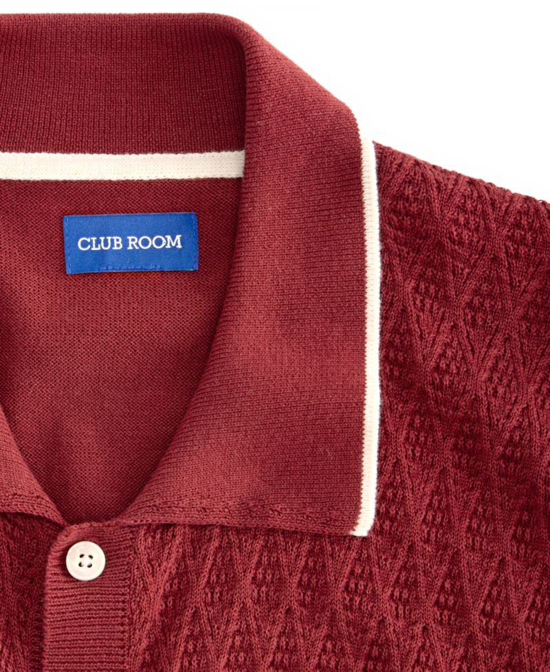 Men's Cable Knit Sweater Polo Shirt, Macy's Exclusive