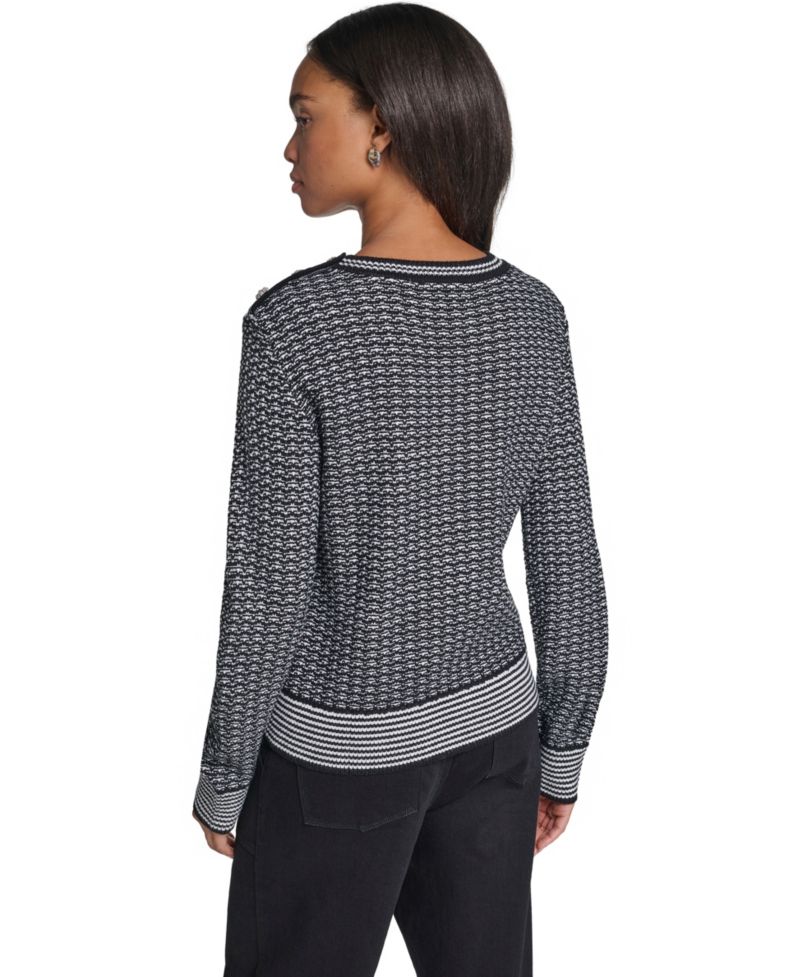 Women's Eiffel Tower-Graphic Crewneck Long-Sleeve Sweater