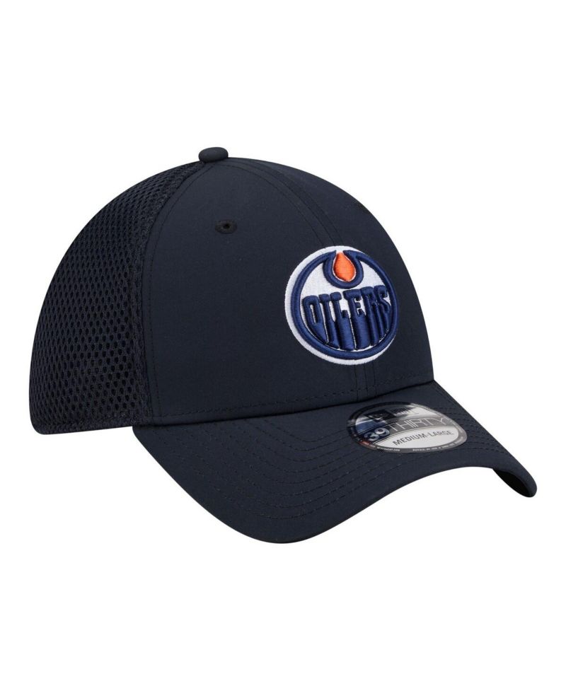 Men's Navy Edmonton Oilers Logo 39THIRTY Flex Hat