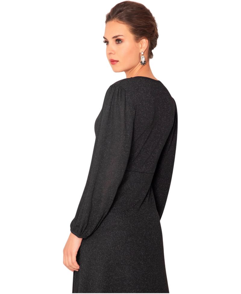 Women's Cecelia Long-Sleeve A-Line V-Neck Midi Dress