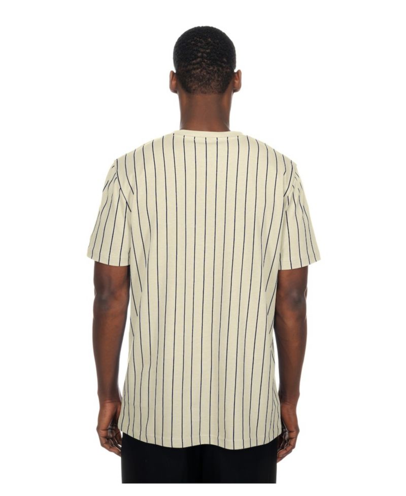 Men's Cream Los Angeles Dodgers Throwback Meshback Pinstripe T-Shirt