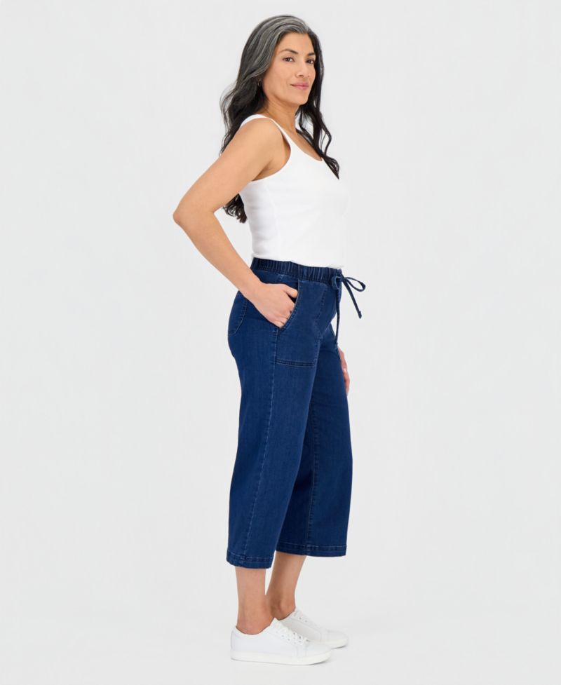 Petite High Rise Cropped Wide Leg Jeans