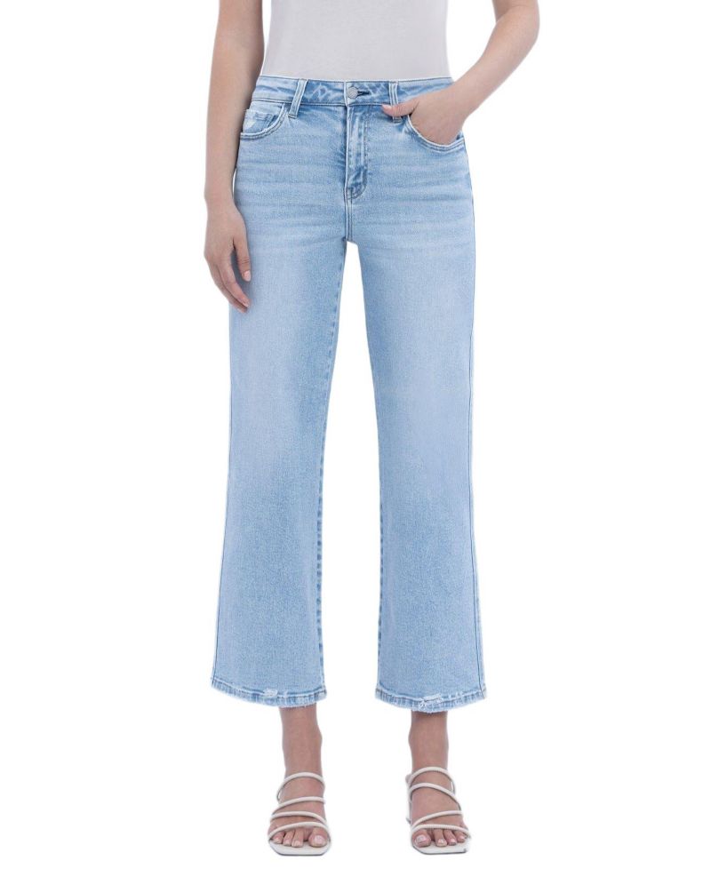 Women's High Rise Crop Slim Wide Leg Jeans