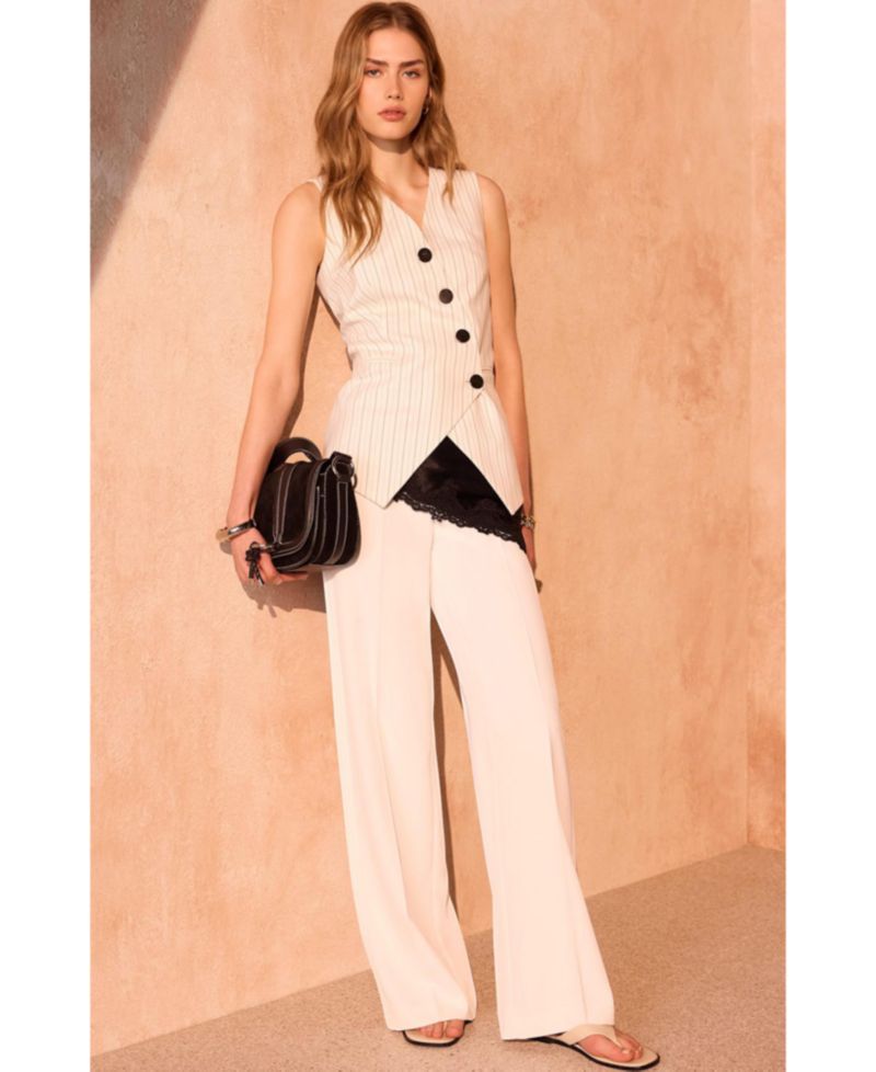 Women's Pinstripe Asymmetric Waistcoat