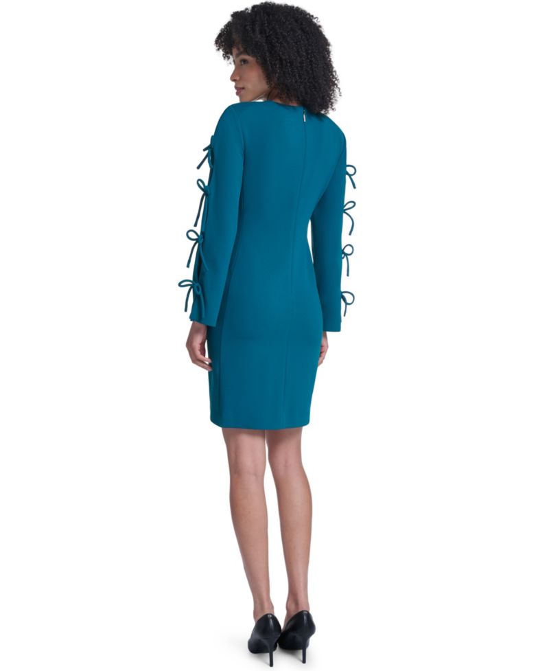 Women's Scuba Crepe A-Line Bow Detail Dress