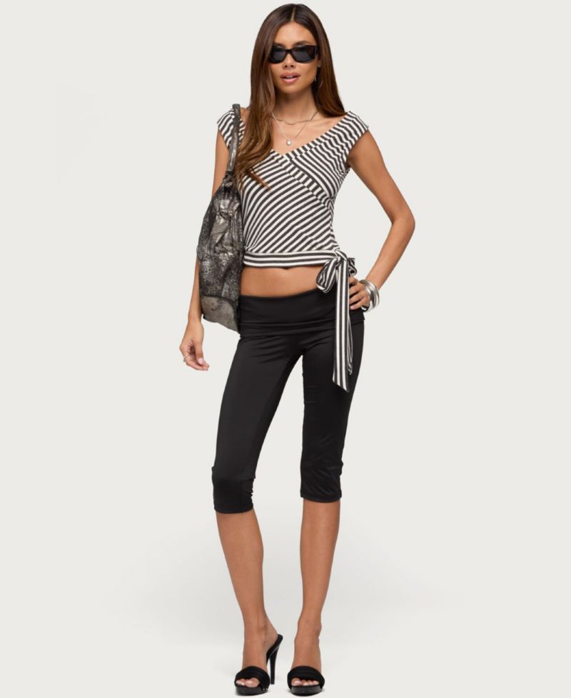 Women's Dollie Striped Wide V Neck Top