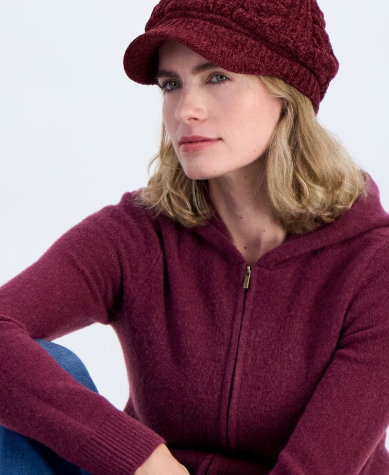 Petite Luxsoft Full-Zip Hoodie Sweater,
