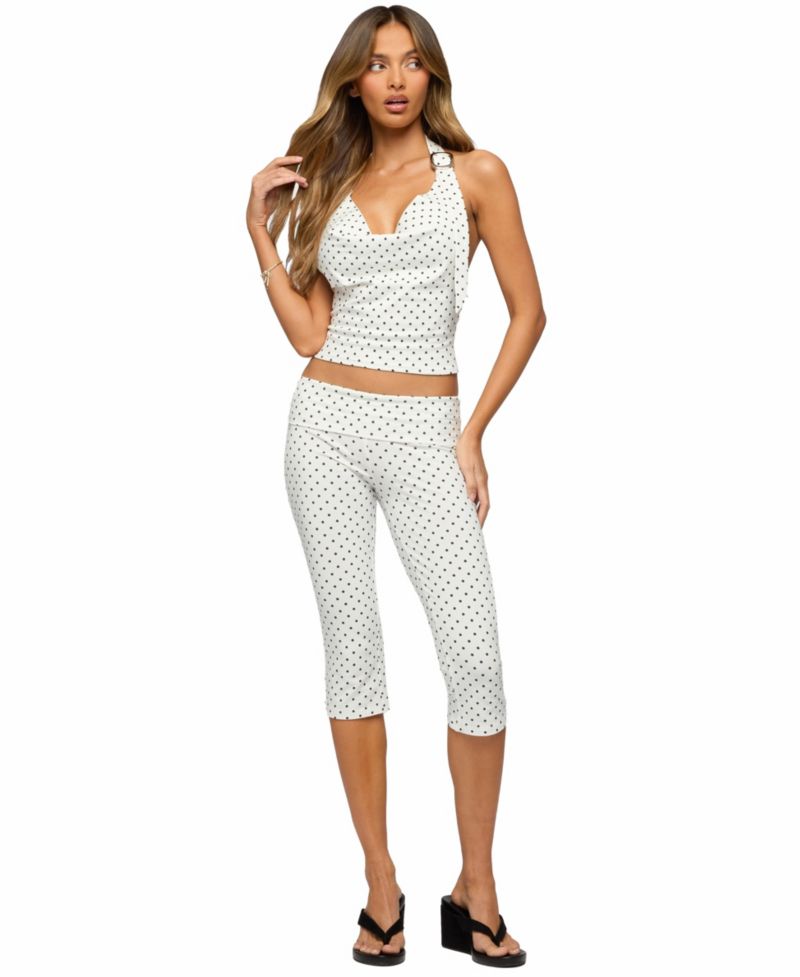 Women's Eloisa Polka Dot Foldover Capri Pants