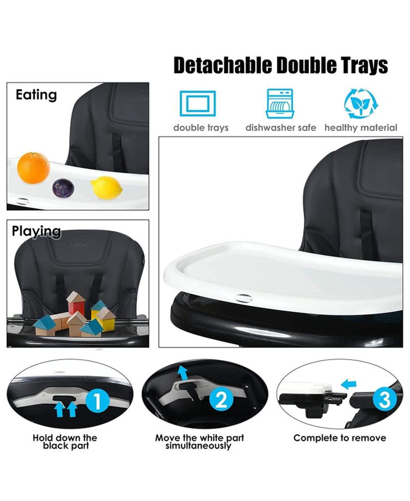 4-in-1 Convertible Highchair and Booster Seat with Height Adjustment
