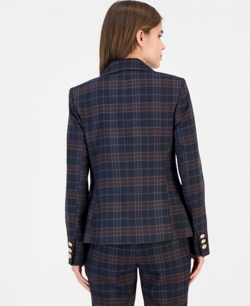 Women's Double-Breasted Plaid Blazer