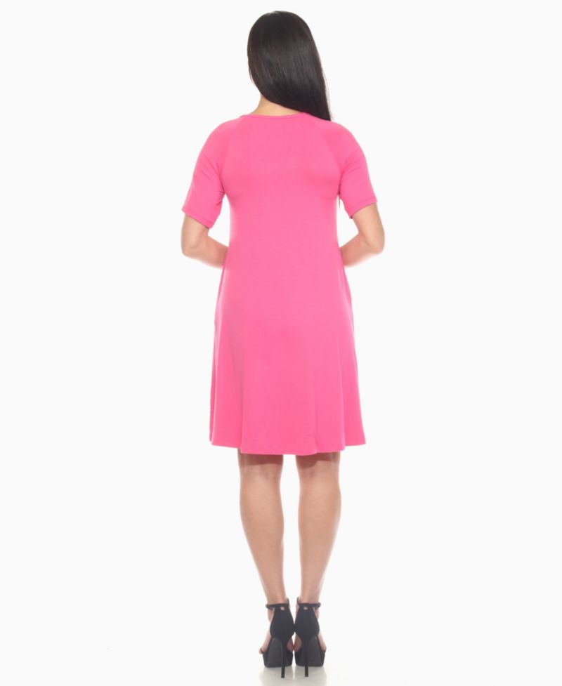 Plus Size Short Sleeve Crisscross Neck A-Line Dress