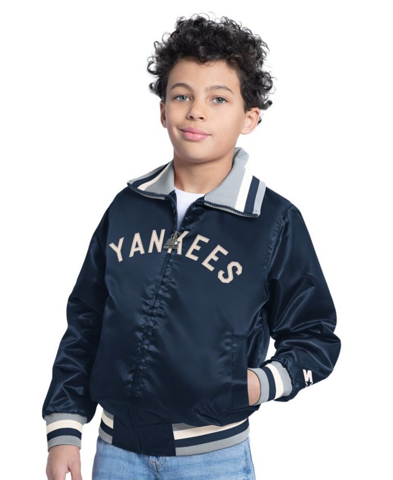 Big Boys and Girls Navy New York Yankees The Captain Jr. Cooperstown Collection Full-Zip Varsity Jacket