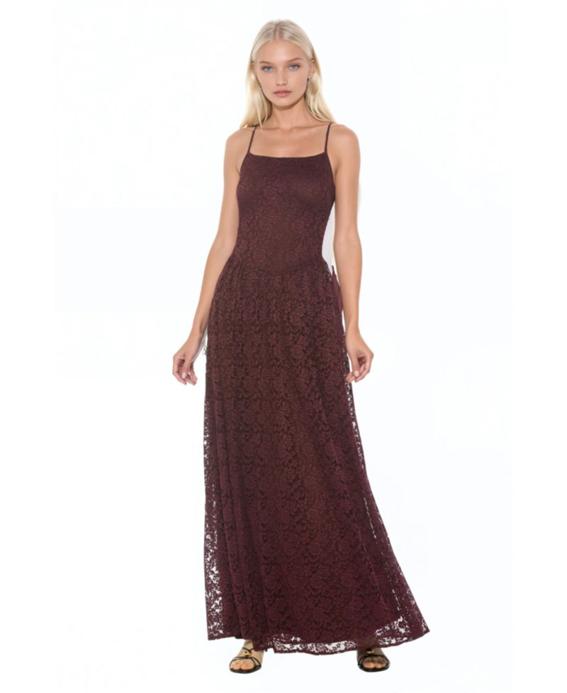 Women's Marin Draped Bodice Dropped Waist Gown Dress