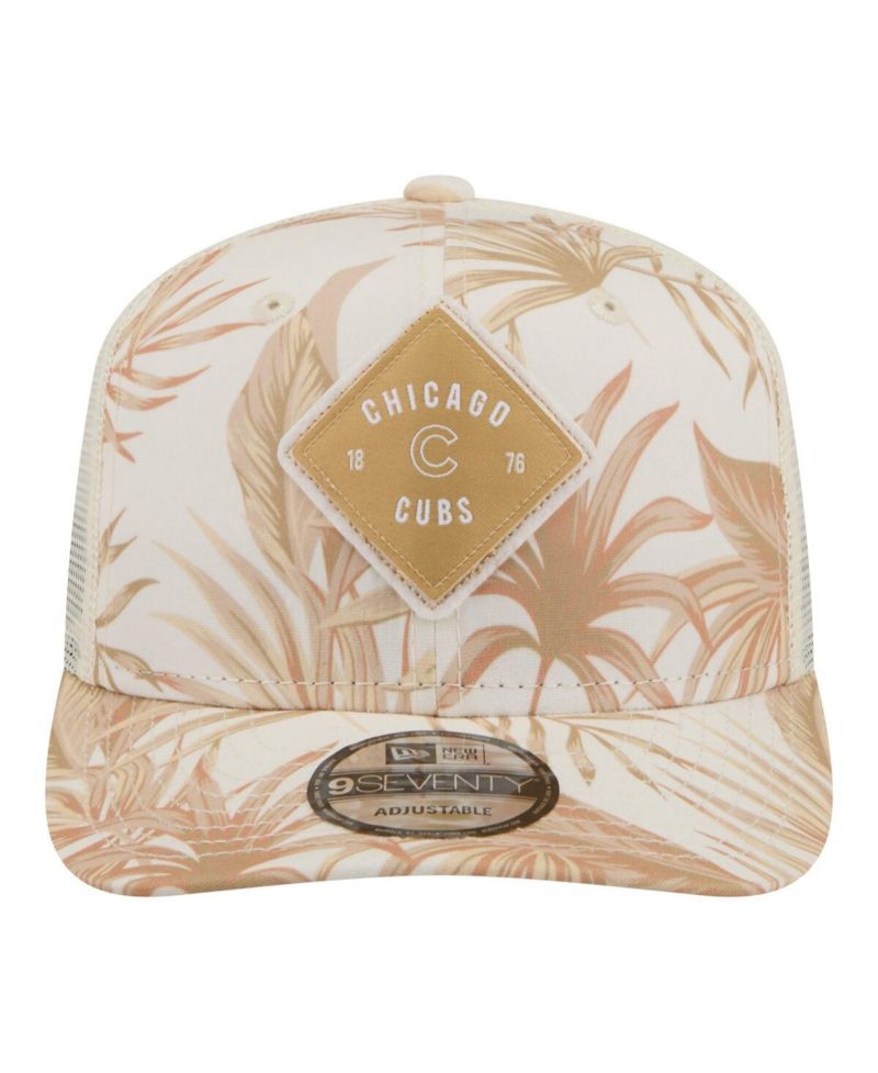 Men's Tan Chicago Cubs Tonal Palm 9SEVENTY Adjustable Trucker Hat