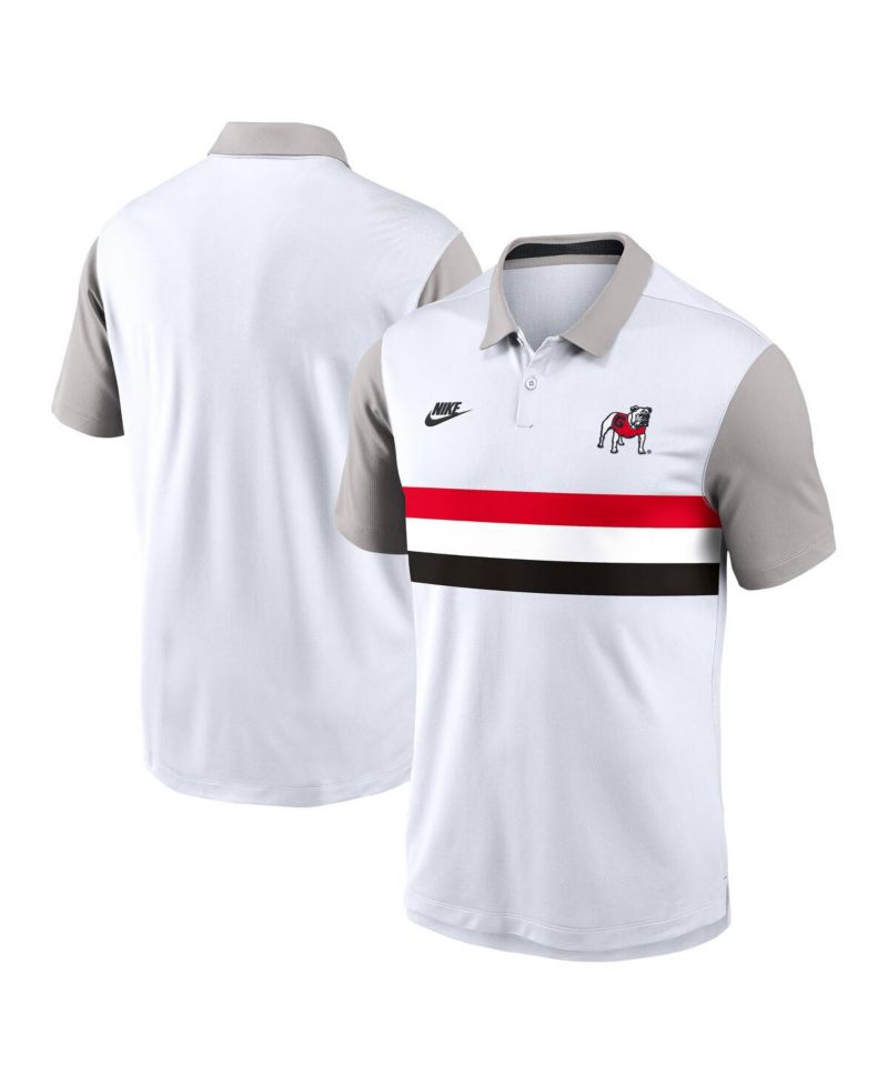 Men's White/Gray Georgia Bulldogs Athletic Prep Legacy Logo Vapor Performance Polo Shirt