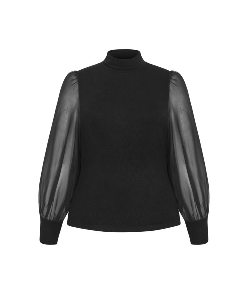 Plus Size Sheer Sleeve Sweater