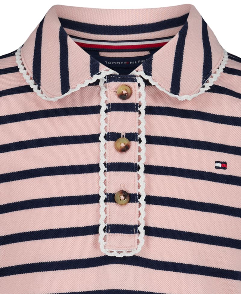Girls' 7-16 Striped Polo Collar Dress