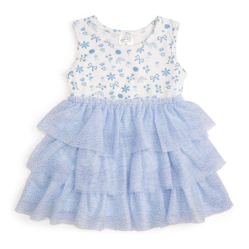 Little Girls Sky Floral Tank Tutu Dress