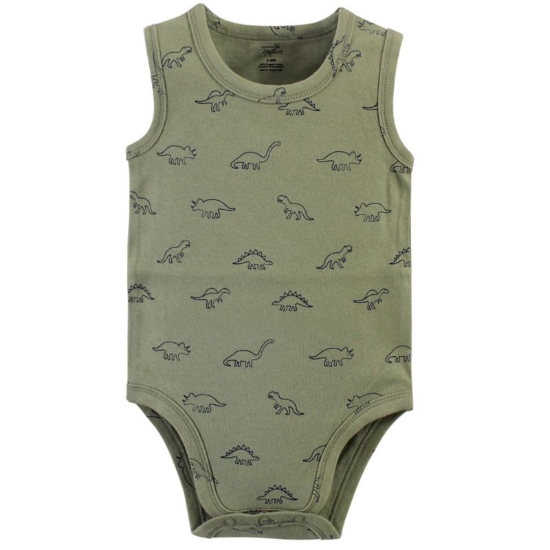 Baby Boys Five-Piece Natural Cotton Sleeveless Onesies