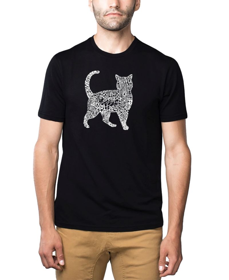 Men's Cotton/Poly Blend Word Art T-Shirt - Cat