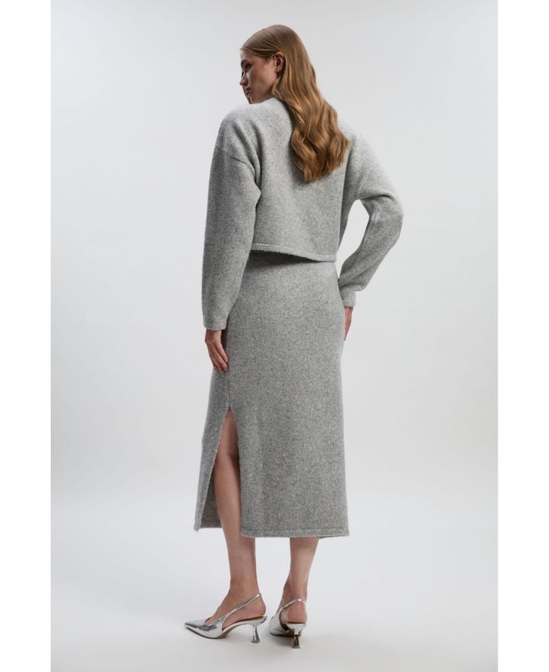 Women's Wool Embellished Pencil Midi Skirt